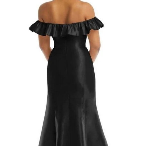 Alfred Sung Black Off Shoulder Ruffle Gown D836 - Picture 2 of 3